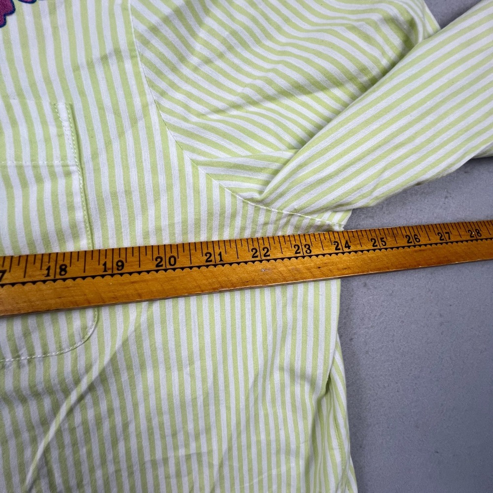 Country Store Button Down Shirt Womens XL Green Striped Floral Embroidered Top - Picture 5 of 14